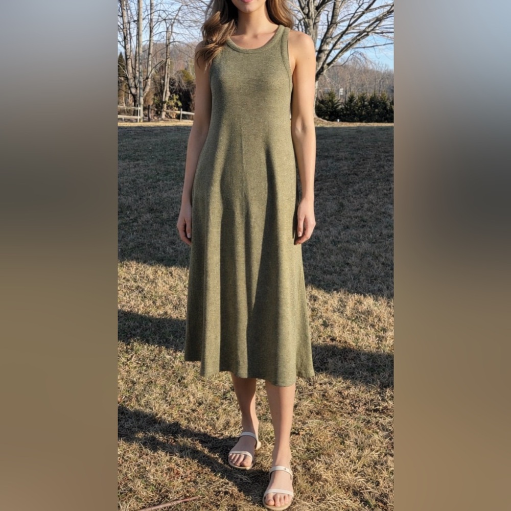 Madewell Olive Green Midi Tank Dress
